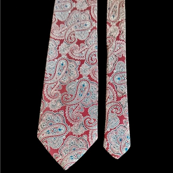 WINDRIDGE Men's Neck Tie Red & Brown Paisley 57"L x 3.5"W - Picture 2 of 8